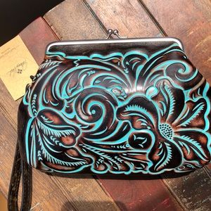 Patricia Nash Leather Tooled Snap Frame Bag NWT